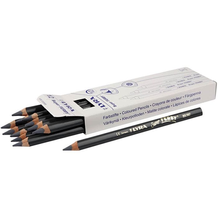 Lyra Super Ferby 1 färgpennor, L: 18 cm, kärna 6,25 mm, grå, 12 st./ 1 förp.