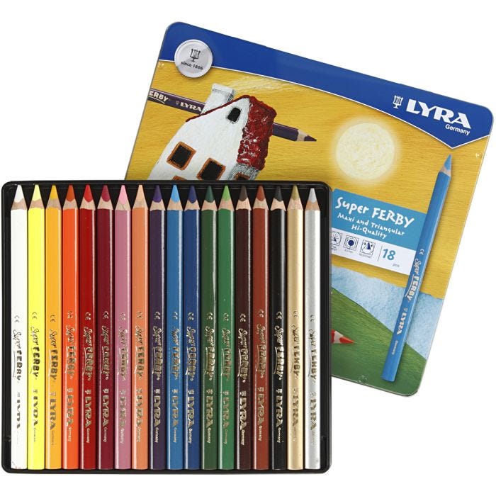 Lyra Super Ferby 1 färgpennor, L: 18 cm, kärna 6,25 mm, mixade färger, 18 st./ 1 förp.
