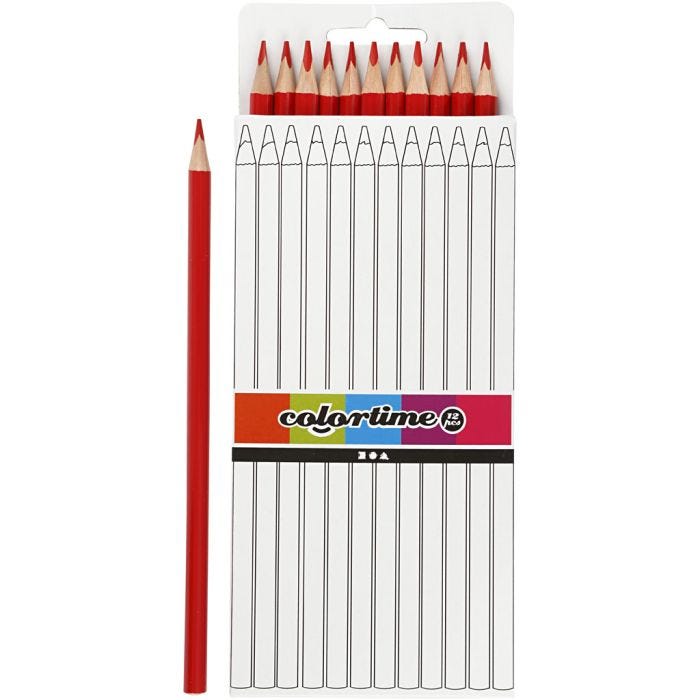Colortime Färgblyerts, L: 17 cm, kärna 3 mm, röd, 12 st./ 1 förp.
