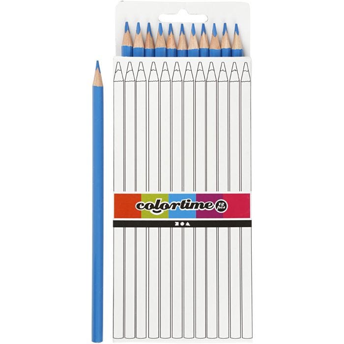 Colortime Färgblyerts, L: 17 cm, kärna 3 mm, ljusblå, 12 st./ 1 förp.