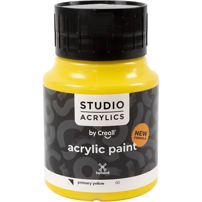 Creall Studio Akrylfärg, semi opaque, primary yellow (06), 500 ml/ 1 flaska