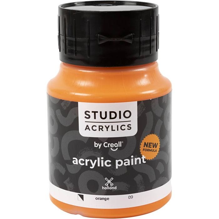 Creall Studio Akrylfärg, semi opaque, orange (09), 500 ml/ 1 flaska