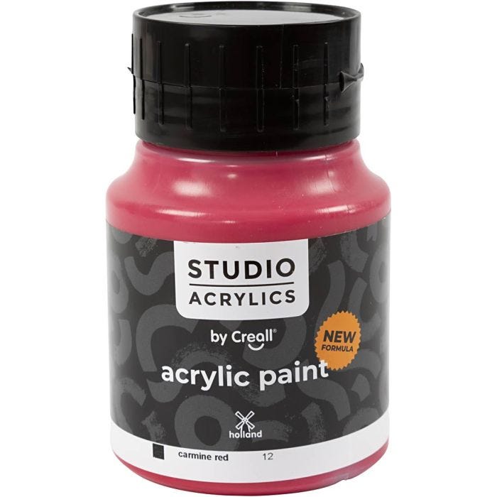 Creall Studio Akrylfärg, täckande, carmine red (12), 500 ml/ 1 flaska