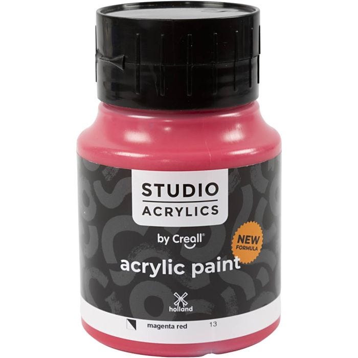 Creall Studio Akrylfärg, semi opaque, magenta red (13), 500 ml/ 1 flaska