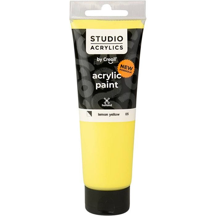 Creall Studio Akrylfärg, semi opaque, lemon yellow (05), 120 ml/ 1 flaska