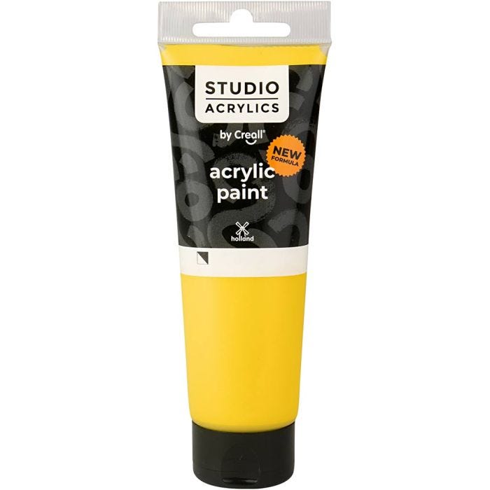 Creall Studio Akrylfärg, semi opaque, primary yellow (06), 120 ml/ 1 flaska