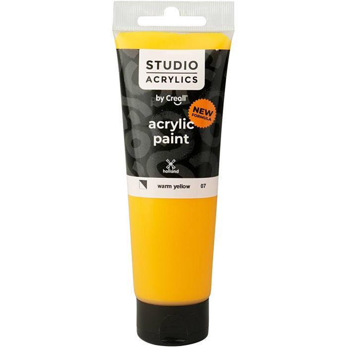 Creall Studio Akrylfärg, semi opaque, warm yellow (07), 120 ml/ 1 flaska