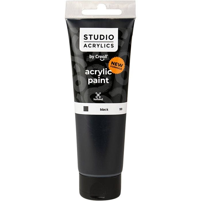 Creall Studio Akrylfärg, täckande, black (99), 120 ml/ 1 flaska