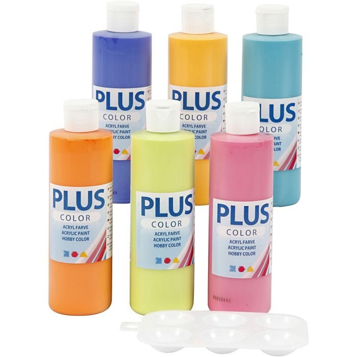 Plus Color Hobbyfärg, 6x250 ml/ 1 förp.