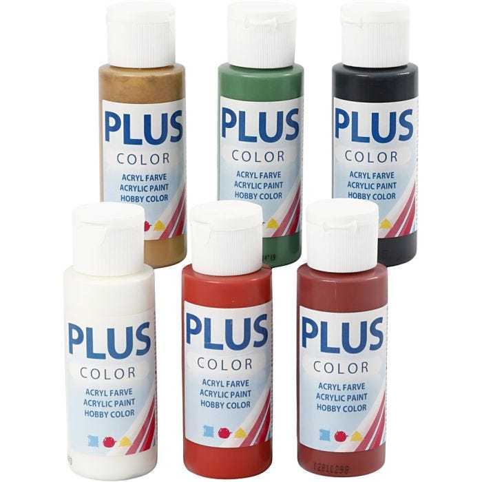 Plus Color Hobbyfärg, julfärger, 6x60 ml/ 1 förp.