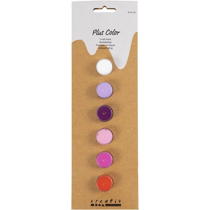Plus Color-Hobbyfärg, lila/pink harmoni, 6x5 ml/ 1 förp.