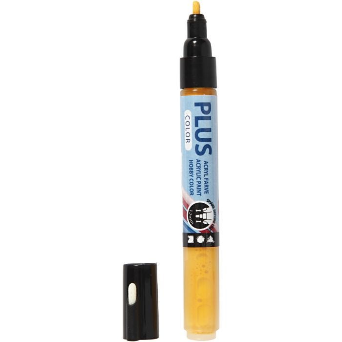 Plus Color Tusch, L: 14,5 cm, spets 1-2 mm, yellow sun, 5,5 ml, 1 st.