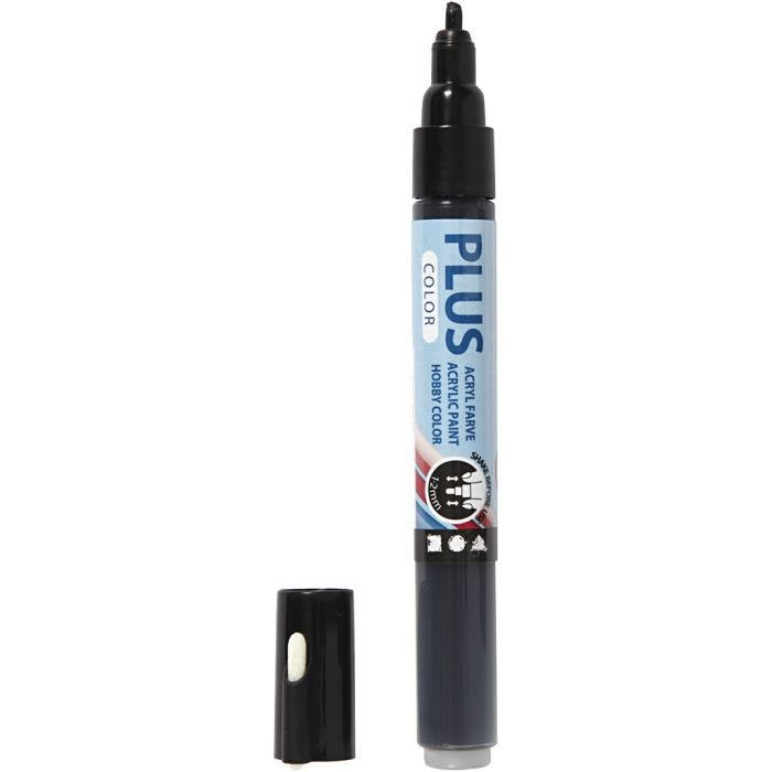 Plus Color Tusch, L: 14,5 cm, spets 1-2 mm, svart, 5,5 ml, 1 st.