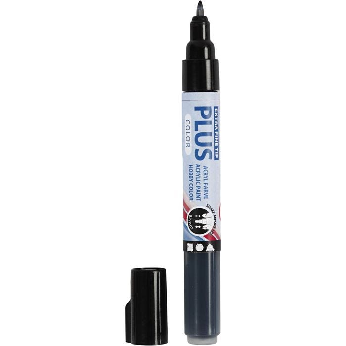 Plus Color Tusch, L: 14,5 cm, spets 0,7 mm, svart, 5,5 ml, 1 st.
