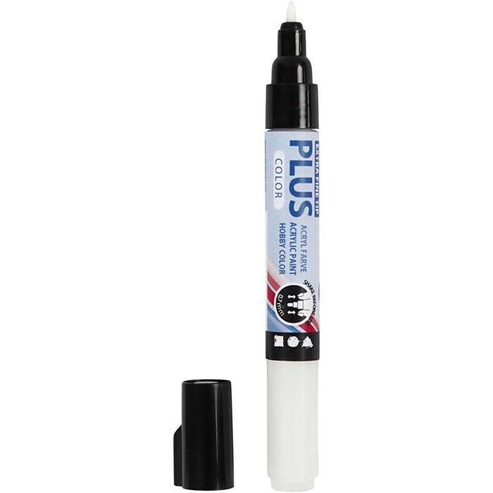 Plus Color Tusch, L: 14,5 cm, spets 0,7 mm, råvit, 5,5 ml, 1 st.