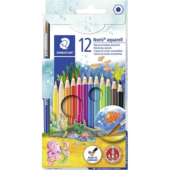 STAEDTLER Noris akvarellfärgblyertspennor, tunt, mixade färger, 12 mix./ 1 förp.