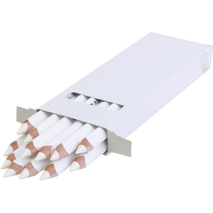 edu Kraftiga Färgblyertspennor, tjocklek 10 mm, kärna 6,25 mm, vit, 12 st./ 1 förp.