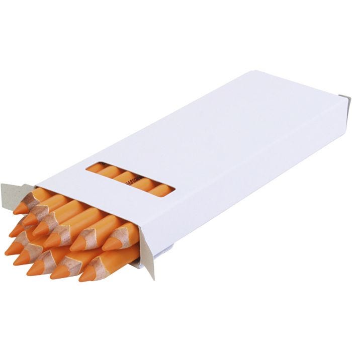 edu Kraftiga Färgblyertspennor, tjocklek 10 mm, kärna 6,25 mm, orange, 12 st./ 1 förp.