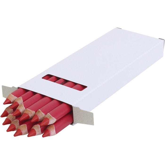 edu Kraftiga Färgblyertspennor, tjocklek 10 mm, kärna 6,25 mm, mörkröd, 12 st./ 1 förp.