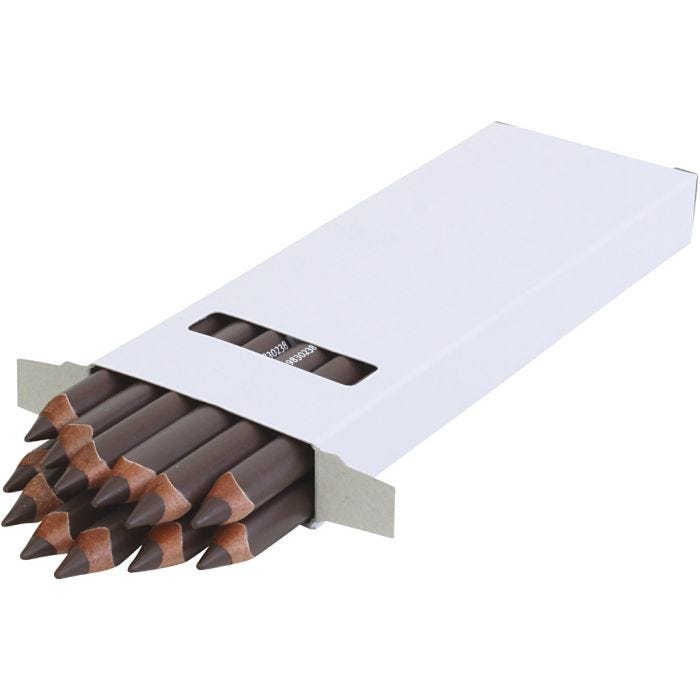 edu Kraftiga Färgblyertspennor, tjocklek 10 mm, kärna 6,25 mm, mörkbrun, 12 st./ 1 förp.