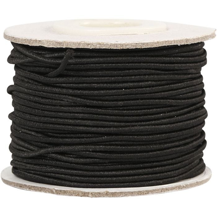 Elastisk smyckestråd, tjocklek 1 mm, svart, 25 m/ 1 rl.