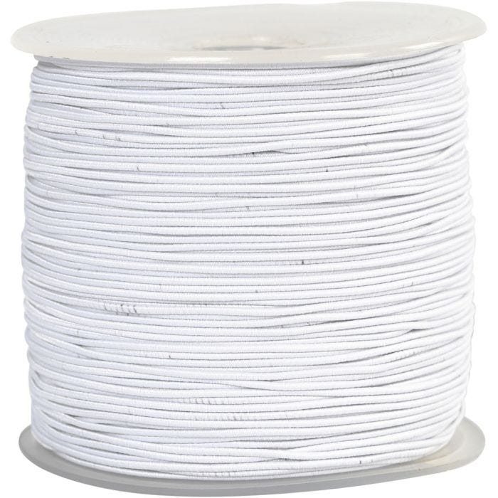 Elastisk smyckestråd, tjocklek 1 mm, vit, 250 m/ 1 rl.