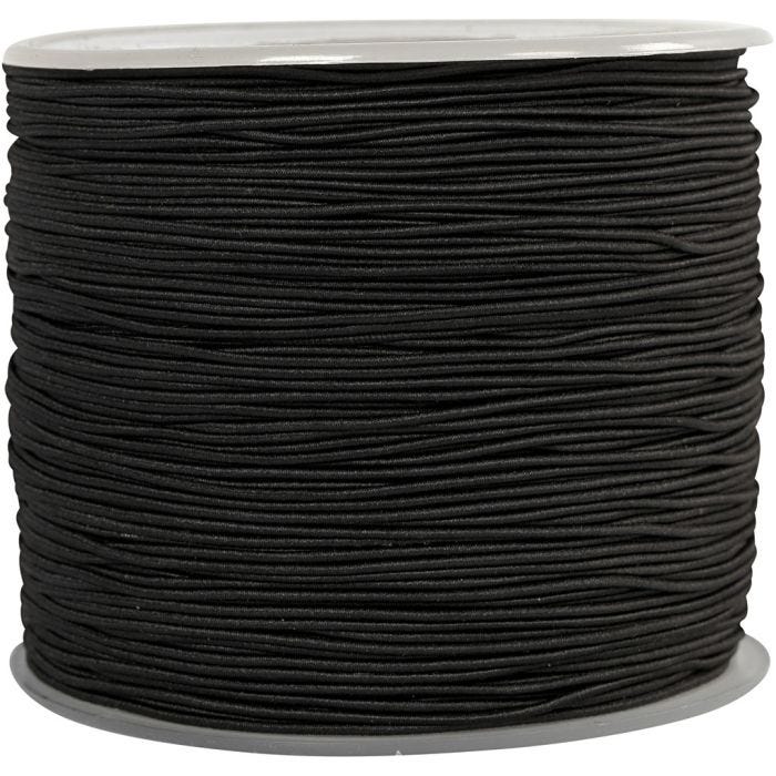 Elastisk smyckestråd, tjocklek 1 mm, svart, 250 m/ 1 rl.