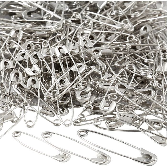 Säkerhetsnålar, L: 28+31+36 mm, tjocklek 0,7-0,8 mm, silver, 600 st./ 1 förp.