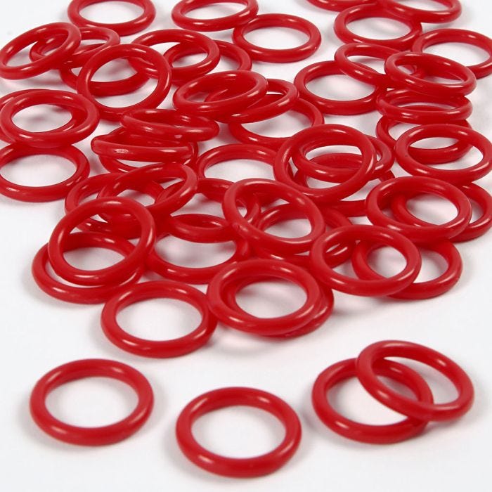 Plastring, stl. 15 mm, tjocklek 2 mm, röd, 50 st./ 1 förp.