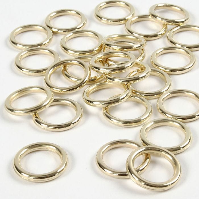 Plastring, stl. 15 mm, tjocklek 2 mm, guld, 25 st./ 1 förp.