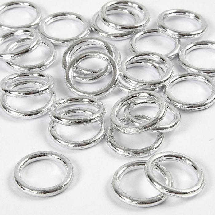 Plastring, stl. 15 mm, tjocklek 2 mm, silver, 25 st./ 1 förp.