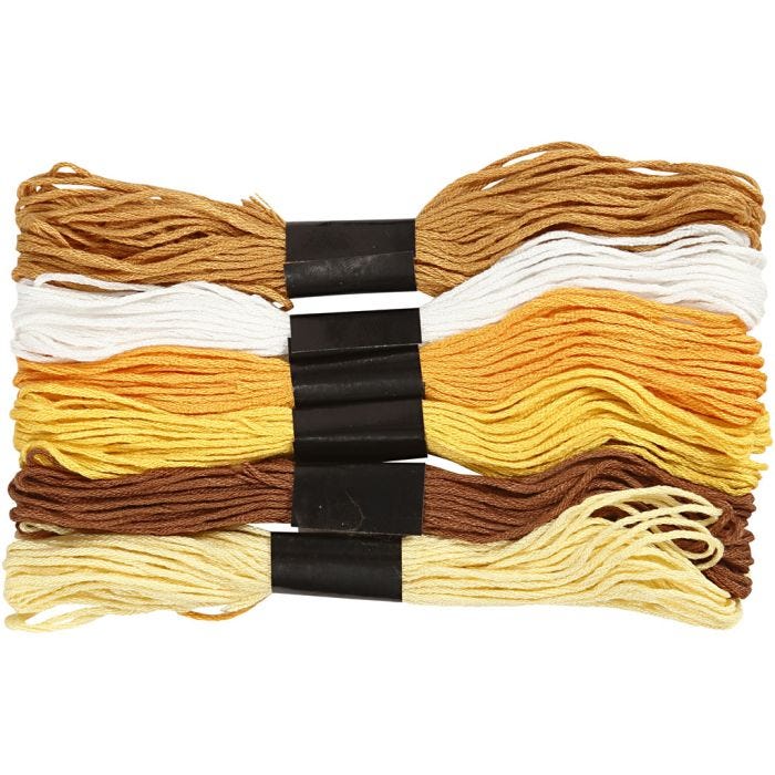 Broderitråd, tjocklek 1 mm, gyllen, 6 bunt/ 1 förp.