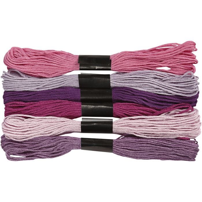 Broderitråd, tjocklek 1 mm, lila, 6 bunt/ 1 förp.