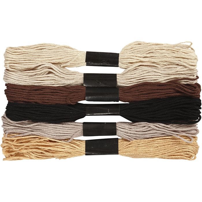 Broderitråd, tjocklek 1 mm, natur, 6 bunt/ 1 förp.