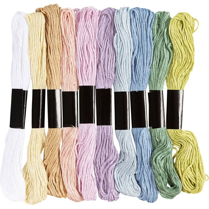 Broderitråd, tjocklek 1 mm, pastellfärger, 10x8 m/ 1 förp.