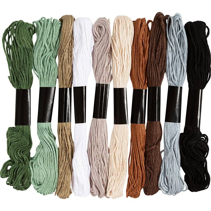 Broderitråd, tjocklek 1 mm, Naturliga färger, 10x8 m/ 1 förp.