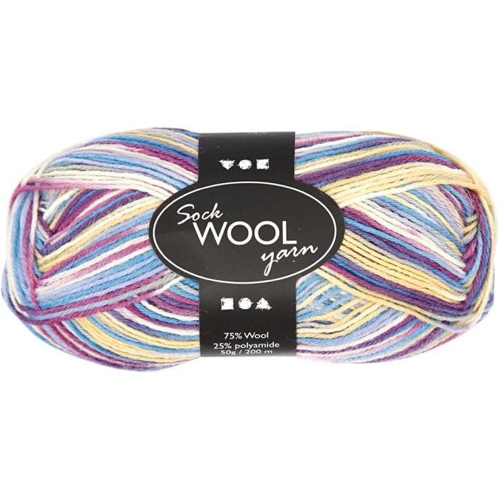 Strumpgarn, L: 200 M, lila/pink harmoni, 50 g/ 1 nystan