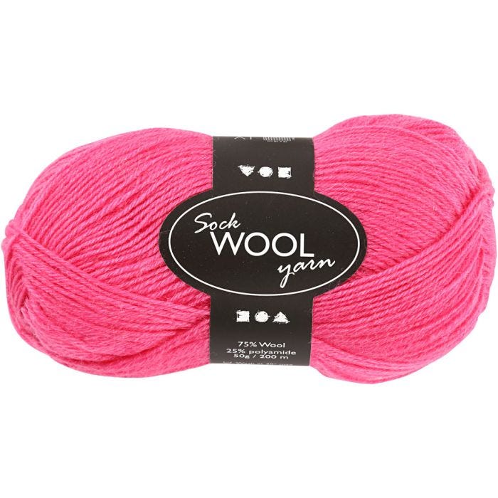 Strumpgarn, L: 200 M, rosa, 50 g/ 1 nystan