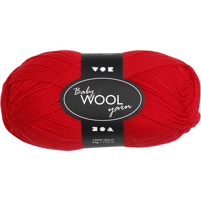 Babygarn, L: 172 m, röd, 50g/ 1 nystan