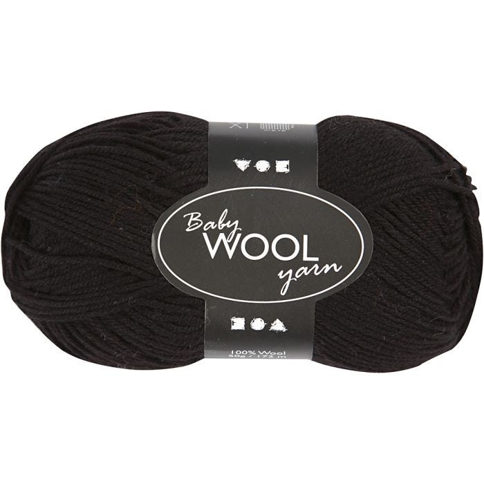 Babygarn, L: 172 M, svart, 50 g/ 1 nystan