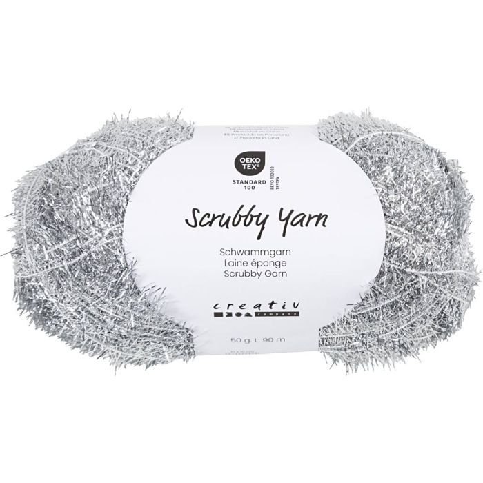 Scrubbygarn, L: 90 M, silver, 50 g/ 1 nystan
