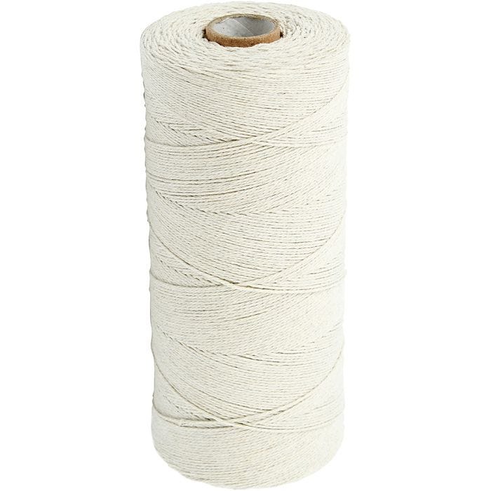 Knytgarn, L: 700 M, Extra tunn kvalitet 12/6, ljusnatur, 250 g/ 1 nystan