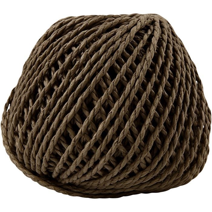 Paperyarn, tjocklek 2,5-3 mm, mörkbrun, 150 g, 40 m/ 1 nystan