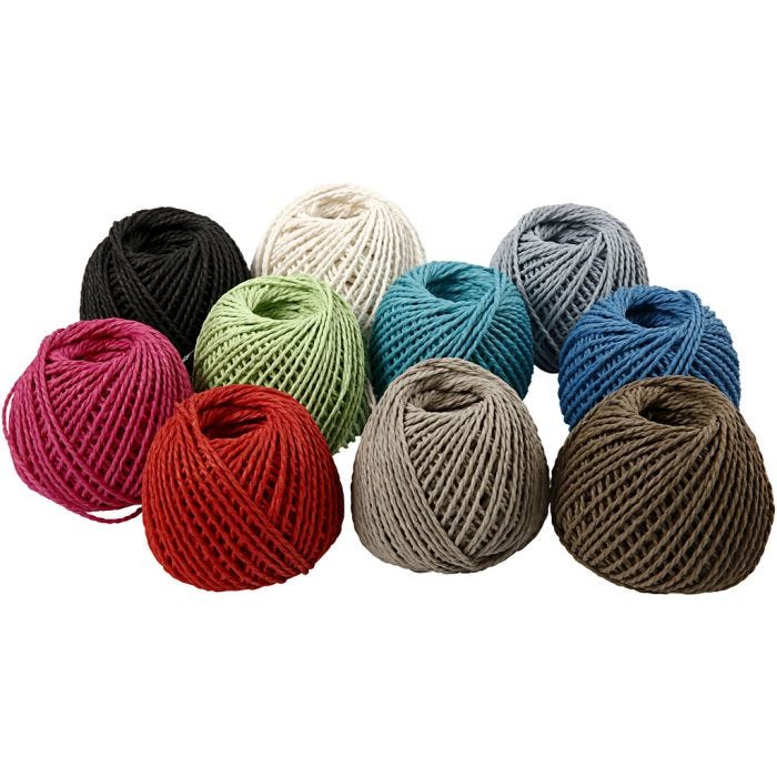 Papperssnören, sortiment, tjocklek 2,5-3 mm, 10x150 g, 10x40 m/ 1 förp.