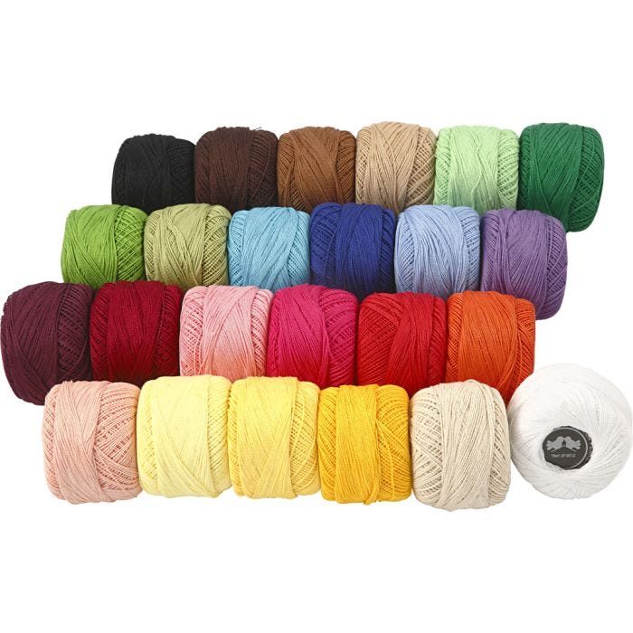 Mercericerat Bomullsgarn, mixade färger, 24x20 g/ 1 förp.