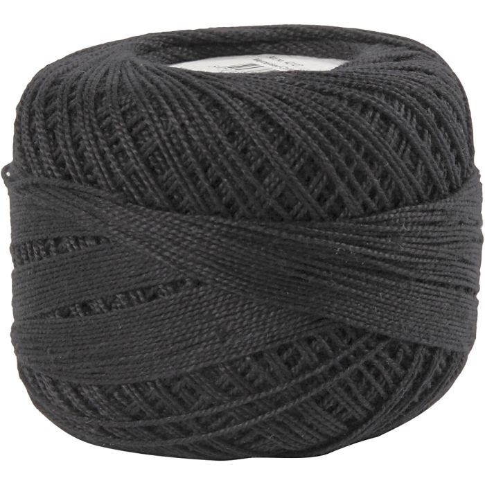 Mercericerat Bomullsgarn, svart, 20 g/ 1 nystan