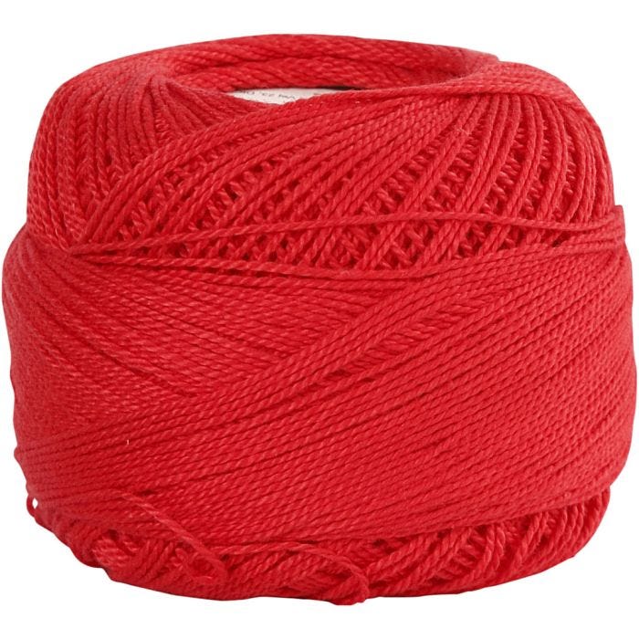 Mercericerat Bomullsgarn, röd, 20 g/ 1 nystan