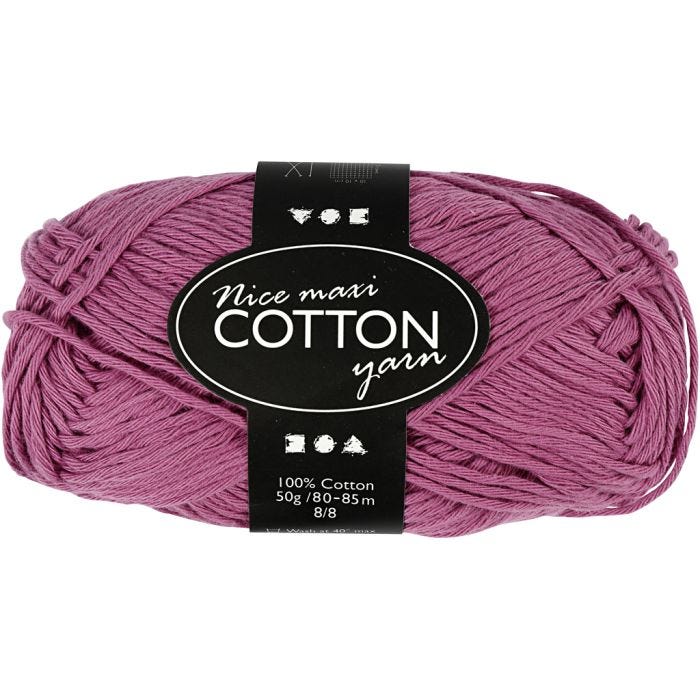 Bomullsgarn, 8/8, L: 80-85 M, stl. maxi, violet, 50 g/ 1 nystan