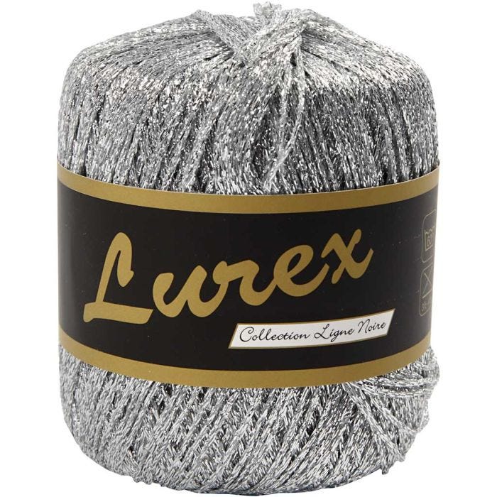 Lurex Garn, L: 160 M, silver, 25 g/ 1 nystan