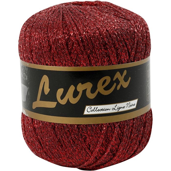 Lurex Garn, L: 160 M, röd, 25 g/ 1 nystan